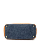 Prada Parabole Shopping Tote Blue Orange Denim Canvas — view 6