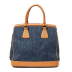 Prada Parabole Shopping Tote Blue Orange Denim Canvas — view 5