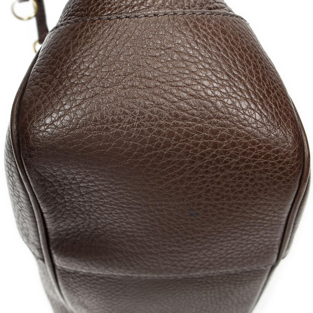 Prada Side Drawstring Push Lock Flap Dark Brown Vitello Dyno — view 8