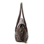 Prada Side Drawstring Push Lock Flap Dark Brown Vitello Dyno — view 4