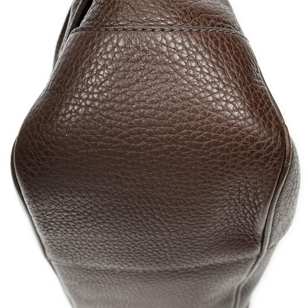 Prada Side Drawstring Push Lock Flap Dark Brown Vitello Dyno — view 7