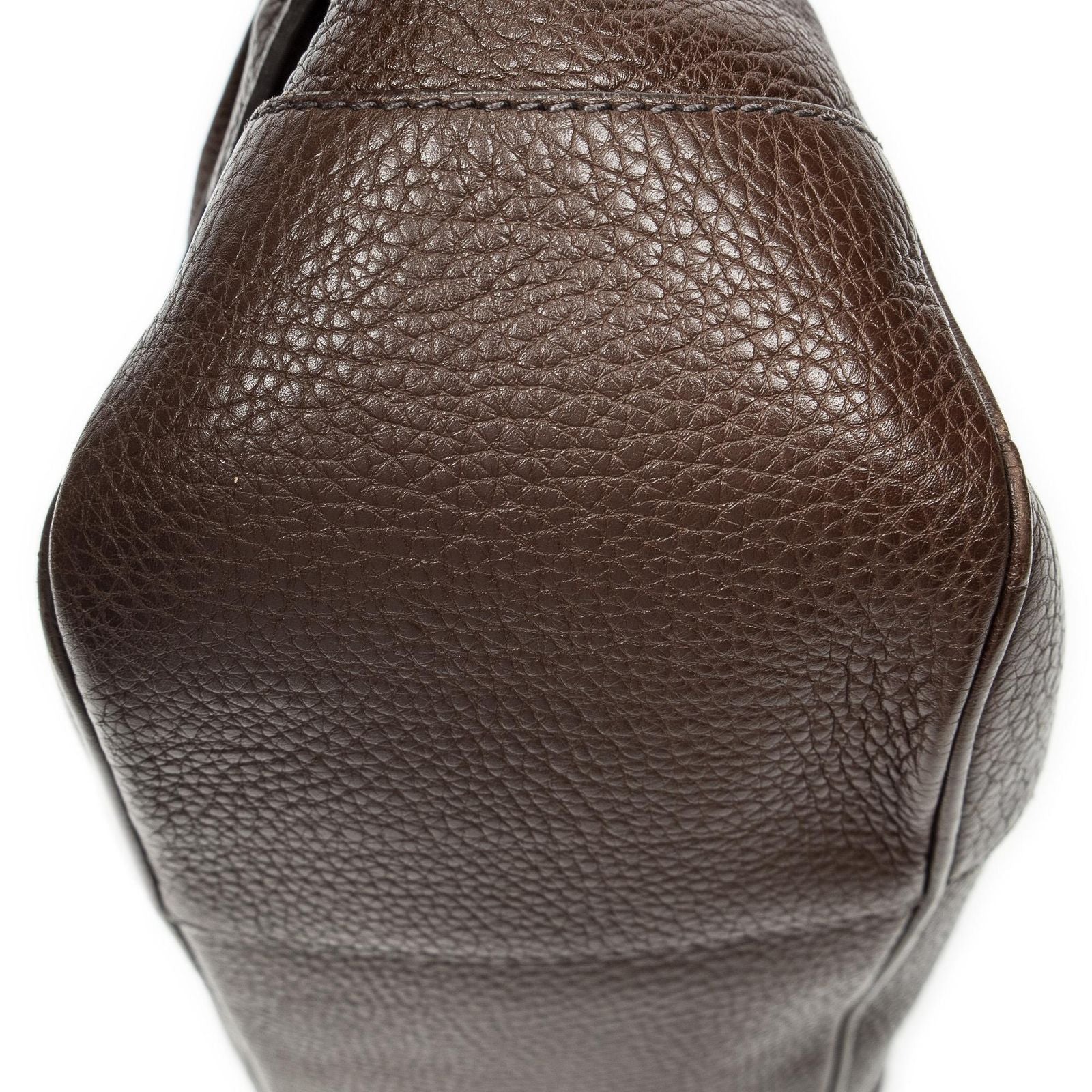 Prada Side Drawstring Push Lock Flap Dark Brown Vitello Dyno — view 7