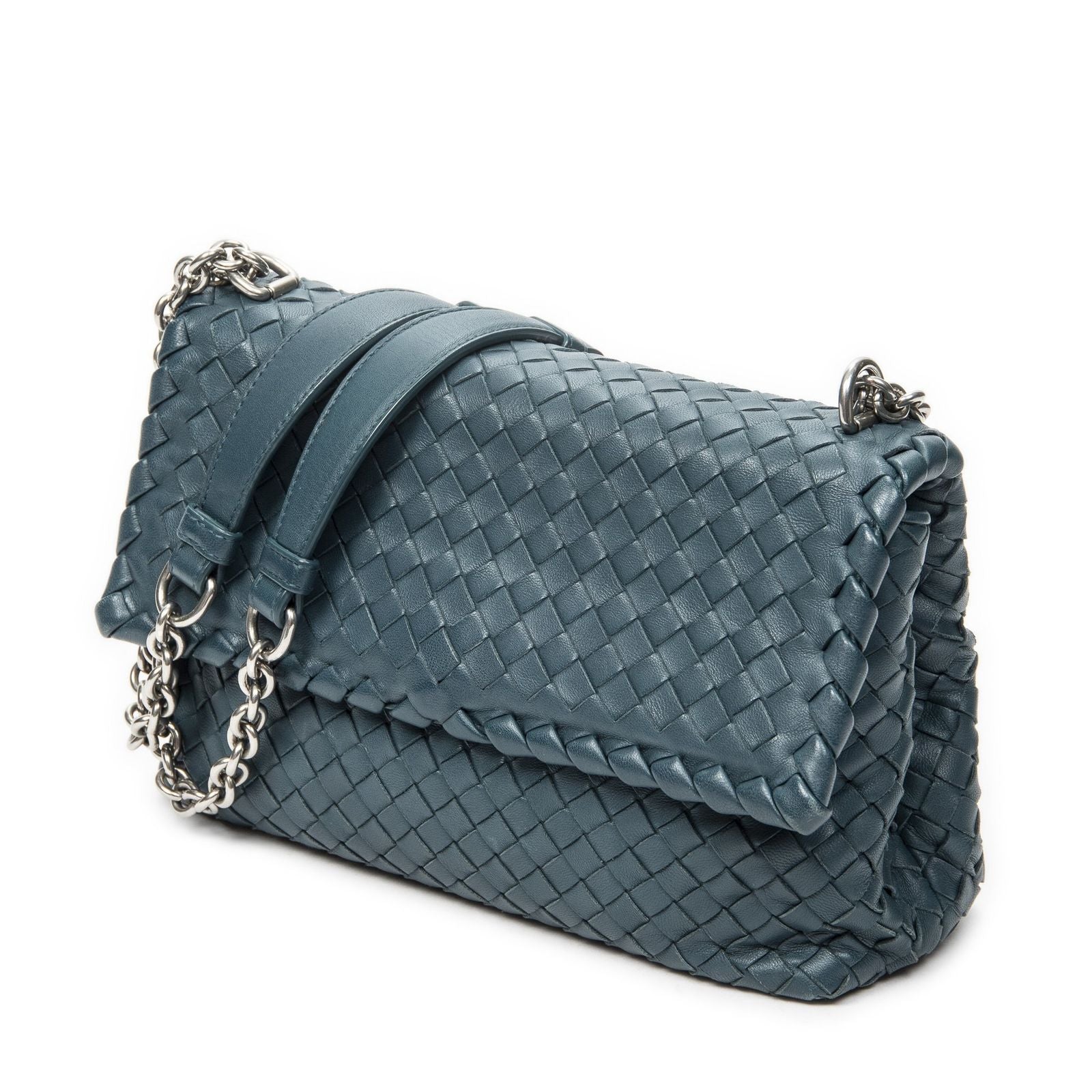 Bottega Venetamedium Olimpia Green Intrecciato Leather Messenger — view 2