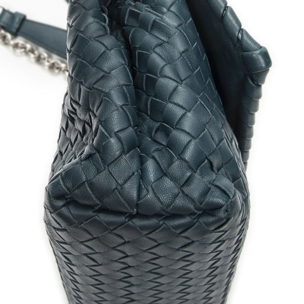 Bottega Venetamedium Olimpia Green Intrecciato Leather Messenger — view 7