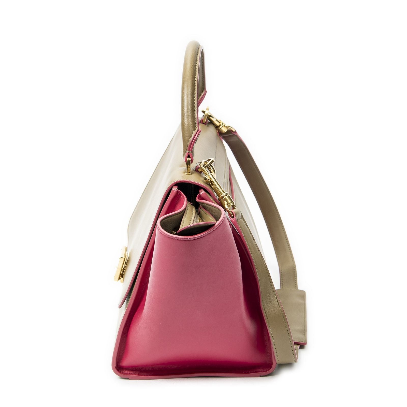 Celine Small Medium Swing Beige Pink Calfskin Leather Messenger — view 3