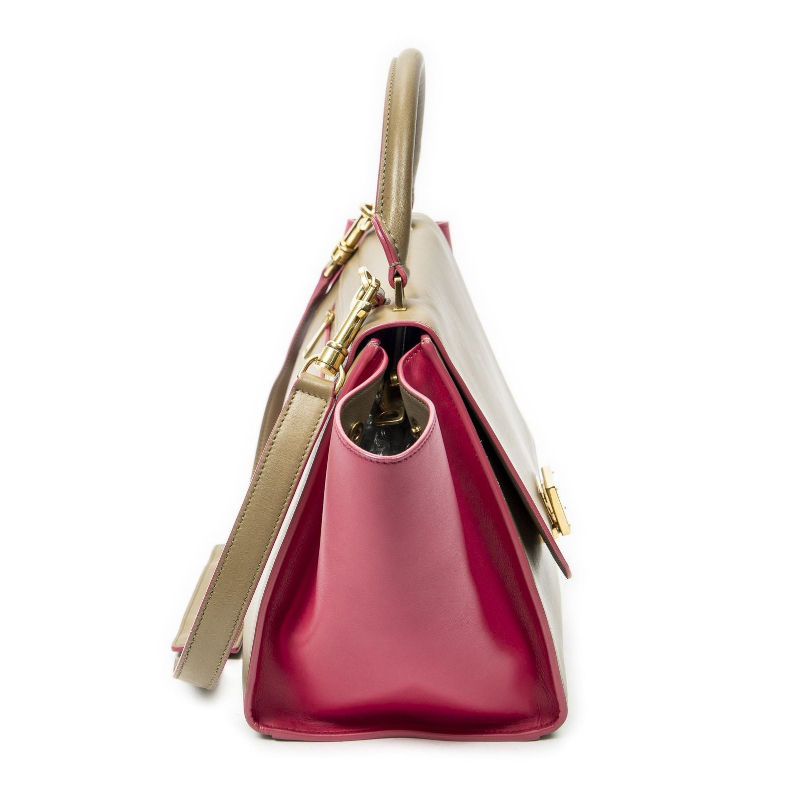 Celine Small Medium Swing Beige Pink Calfskin Leather Messenger — view 4