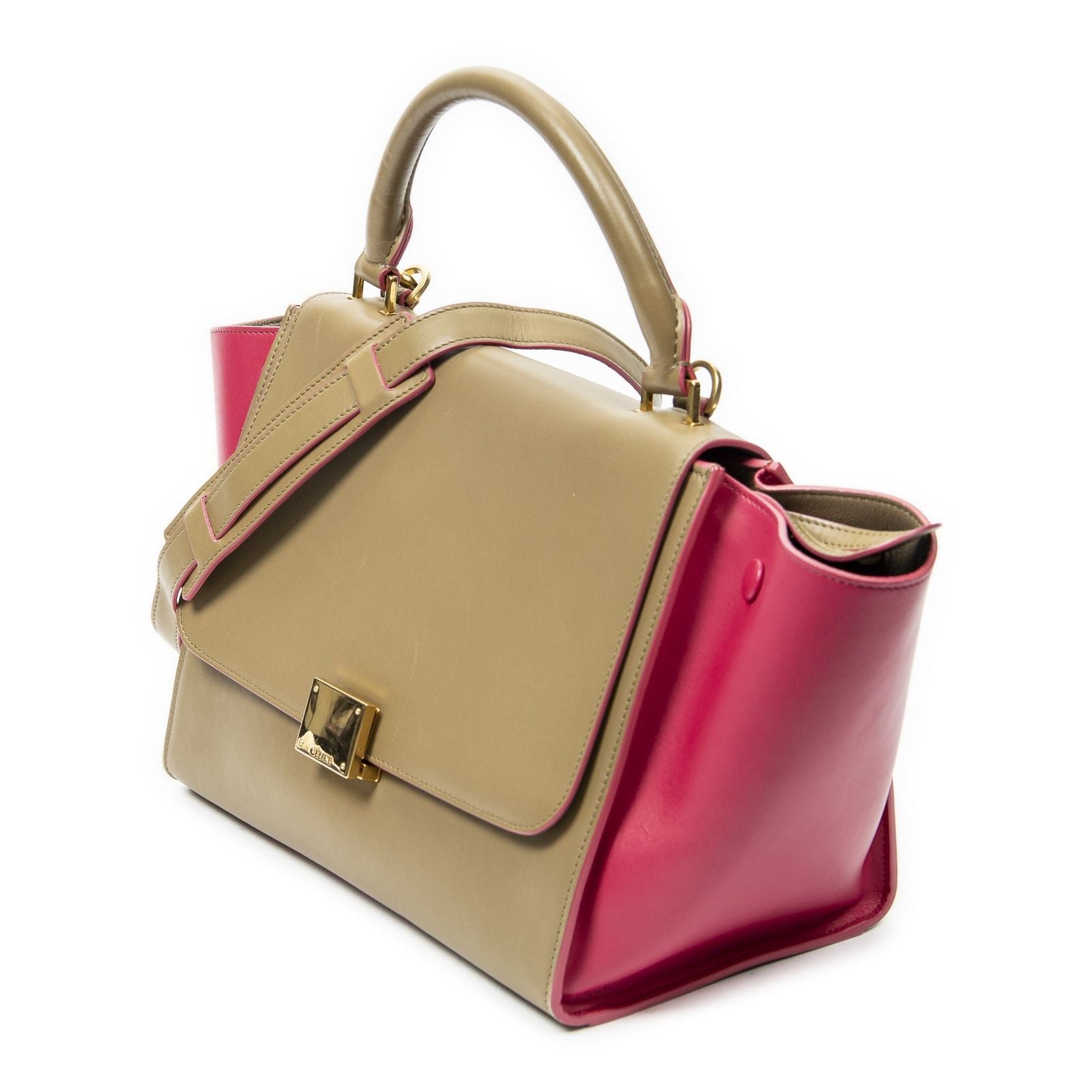 Celine Small Medium Swing Beige Pink Calfskin Leather Messenger — view 2