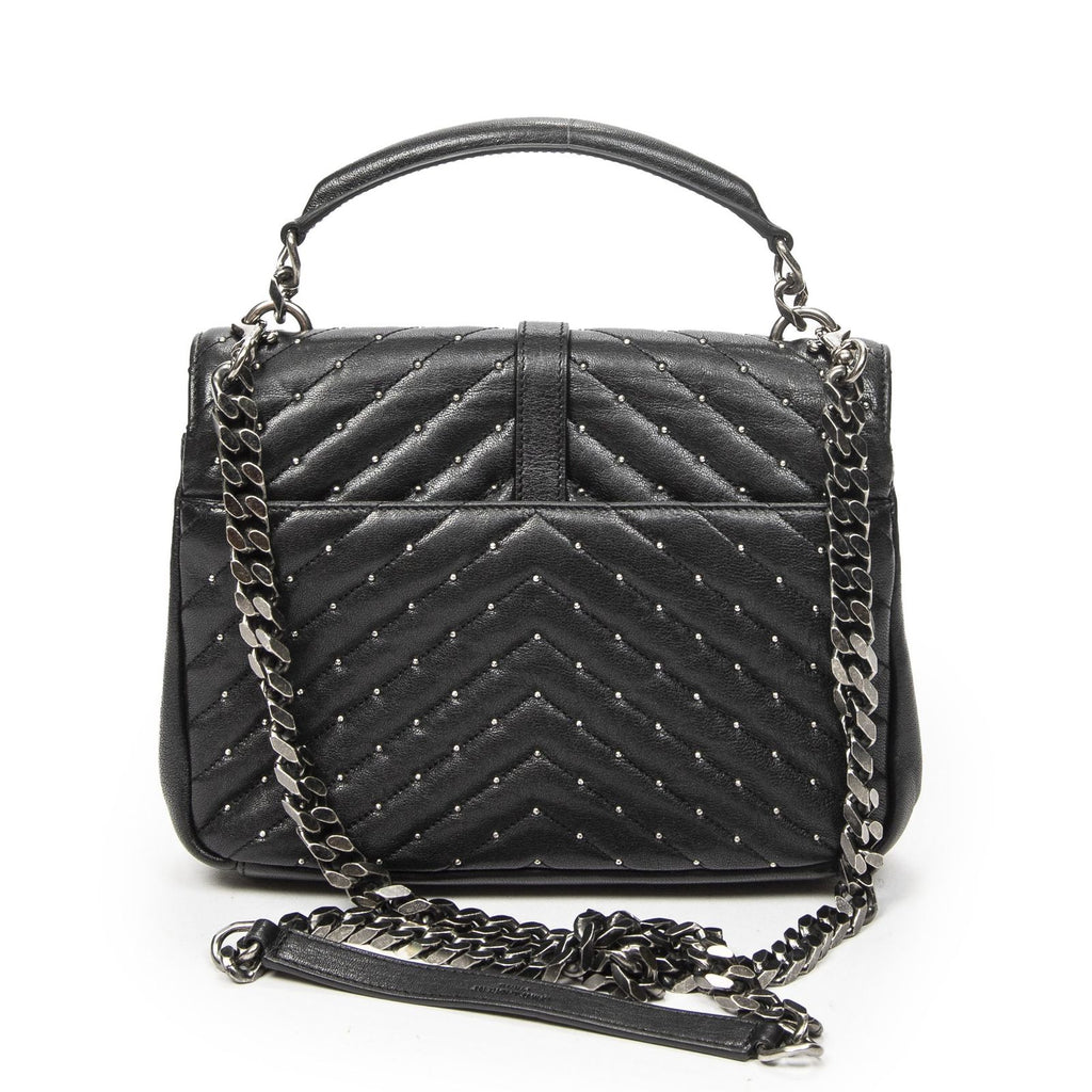 Saint Laurent Medium College Bag Black Matelasse Chez Blanc Leather — view 5