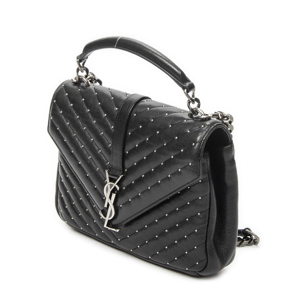 Saint Laurent Medium College Bag Black Matelasse Chez Blanc Leather — view 2