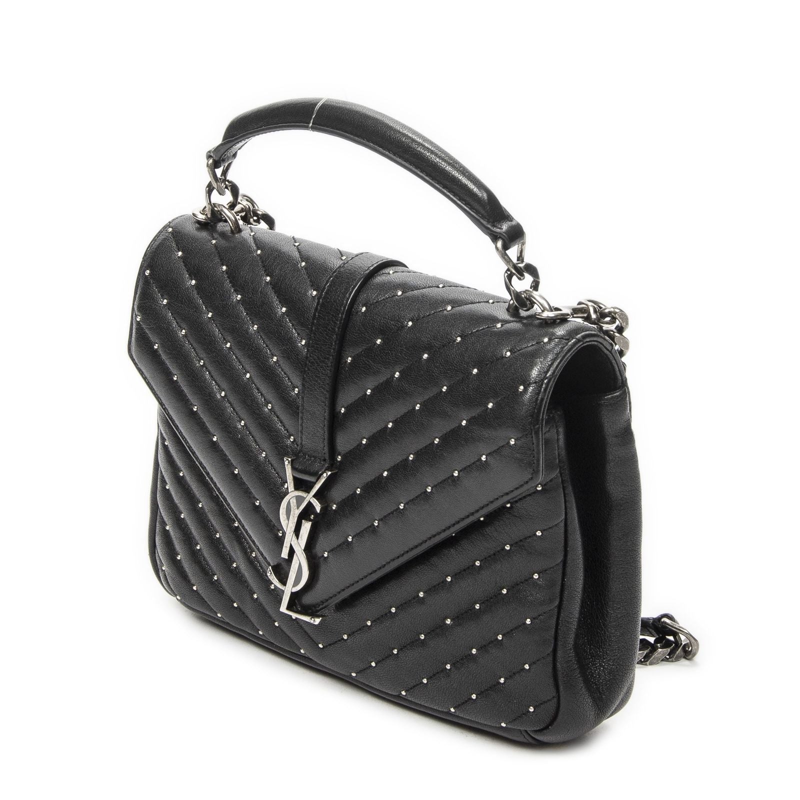 Saint Laurent Medium College Bag Black Matelasse Chez Blanc Leather — view 2