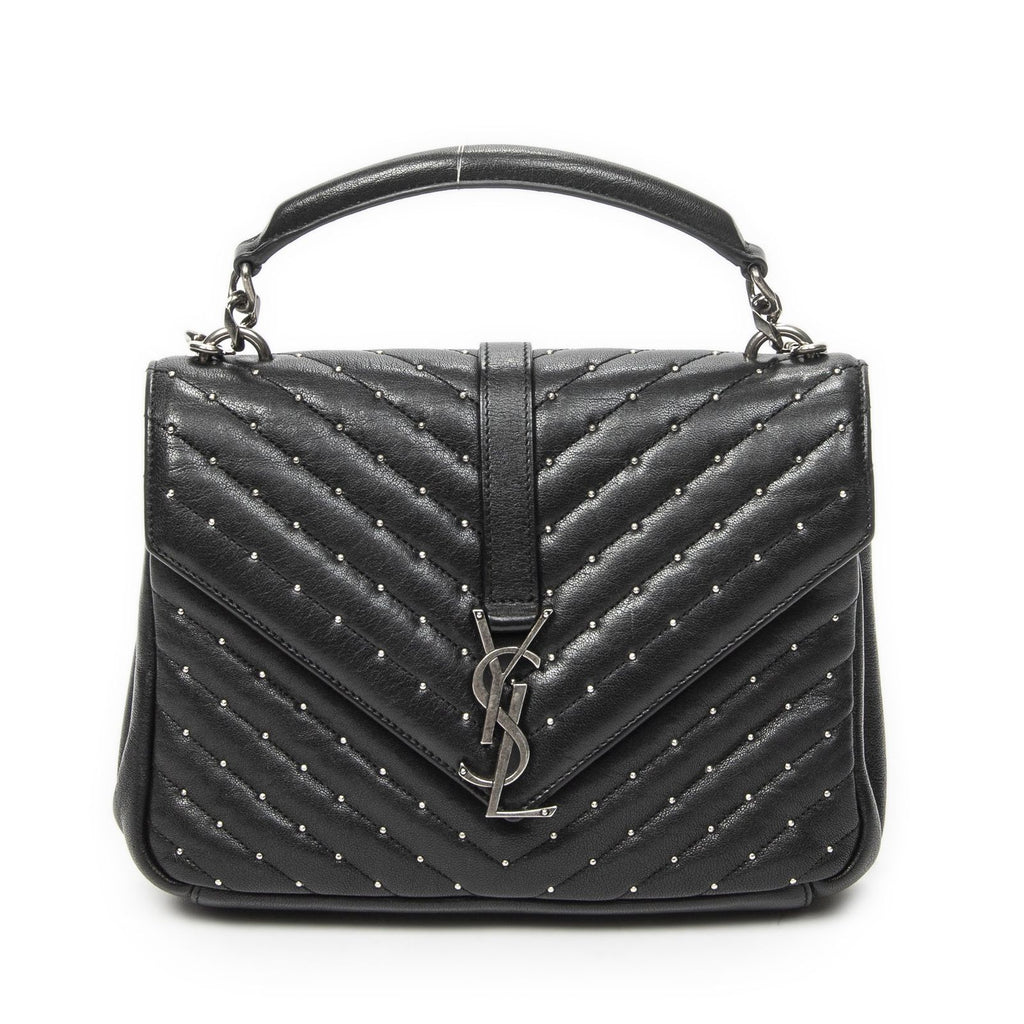 Saint Laurent Medium College Bag Black Matelasse Chez Blanc Leather
