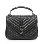 Saint Laurent Medium College Bag Black Matelasse Chez Blanc Leather
