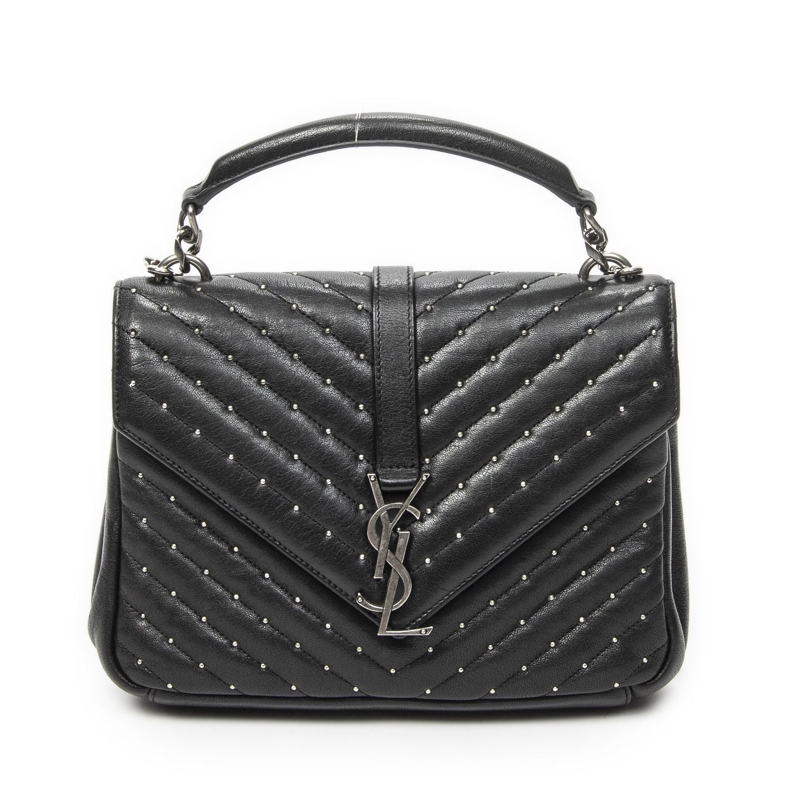 Saint Laurent Medium College Bag Black Matelasse Chez Blanc Leather