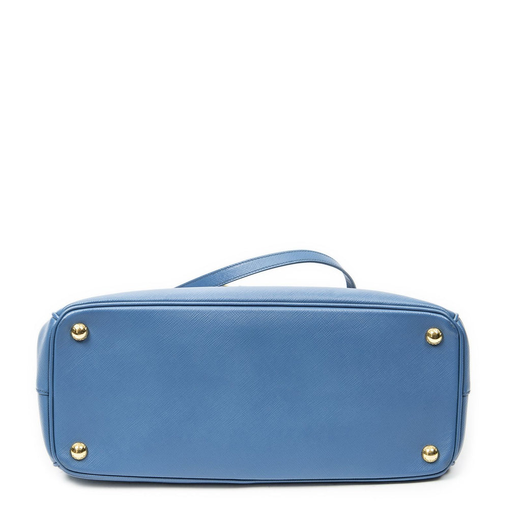 Prada Large Double Zip Galleria Tote Light Blue Saffiano Leather — view 6