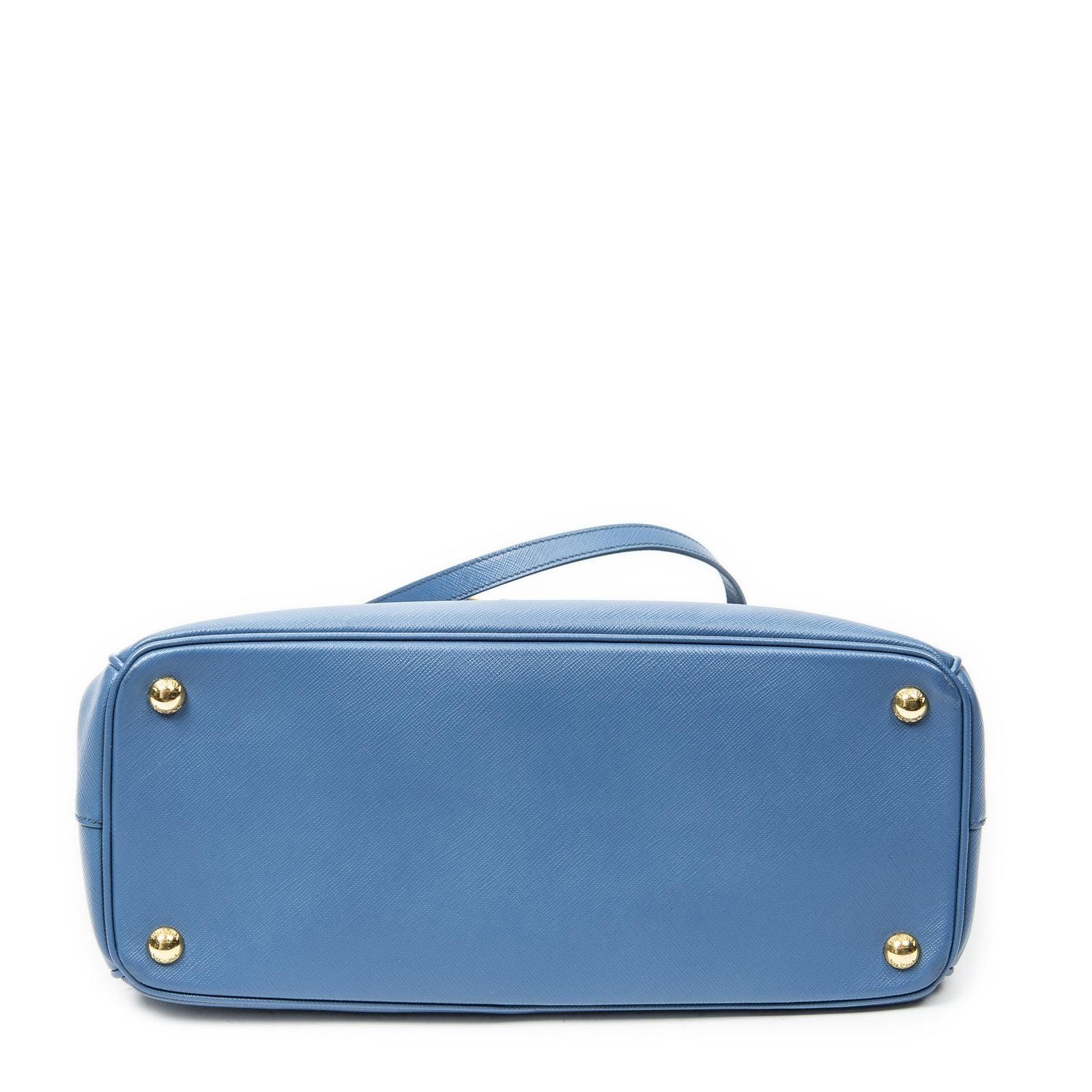 Prada Large Double Zip Galleria Tote Light Blue Saffiano Leather — view 6