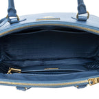 Prada Large Double Zip Galleria Tote Light Blue Saffiano Leather — view 9