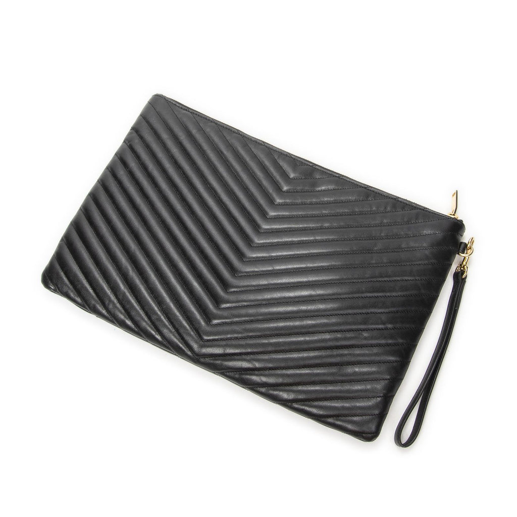 Saint Laurent Cassandre Clutchblack Matelasse Chez Blanc Leather Shoulder — view 2