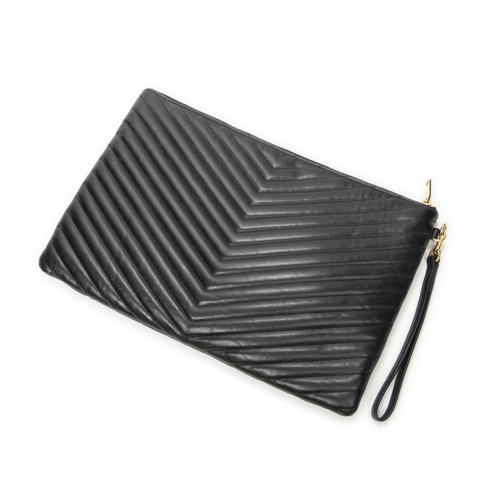 Saint Laurent Cassandre Clutchblack Matelasse Chez Blanc Leather Shoulder — view 2