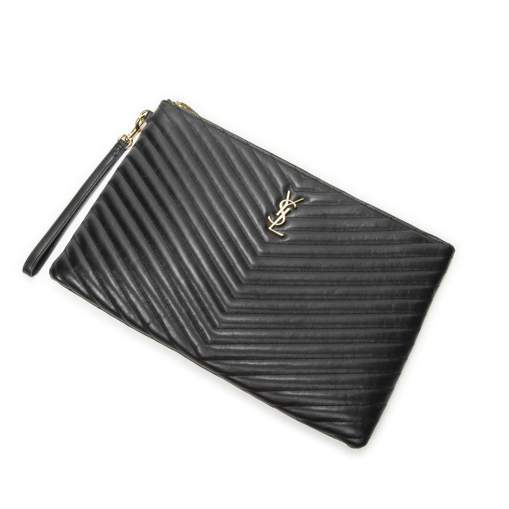 Saint Laurent Cassandre Clutchblack Matelasse Chez Blanc Leather Shoulder