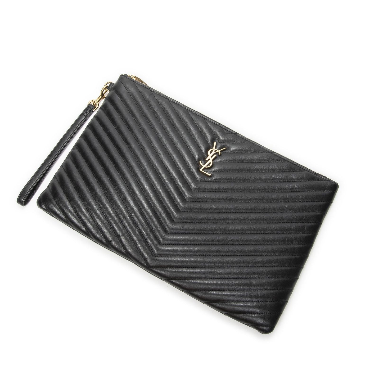 Saint Laurent Cassandre Clutchblack Matelasse Chez Blanc Leather Shoulder