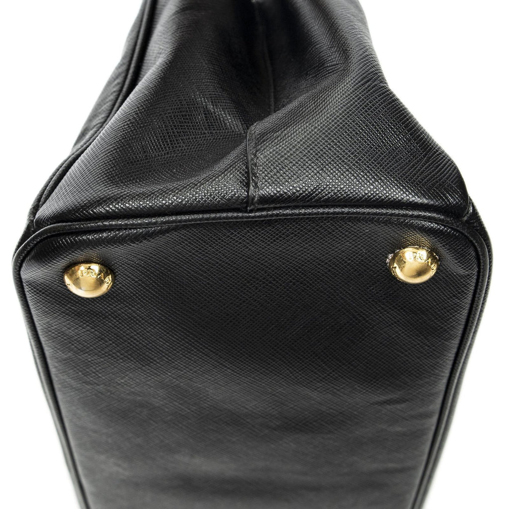 Prada Large Double Zip Galleria Tote Black Saffiano Leather — view 7