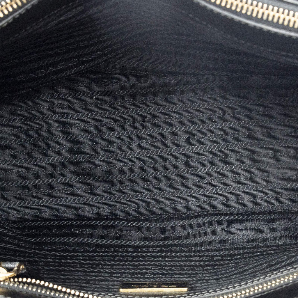 Prada Large Double Zip Galleria Tote Black Saffiano Leather — view 9