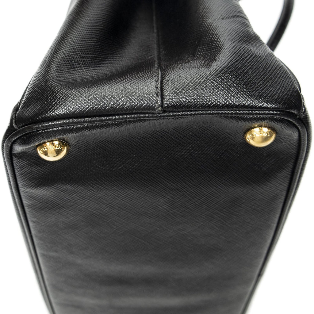 Prada Large Double Zip Galleria Tote Black Saffiano Leather — view 8