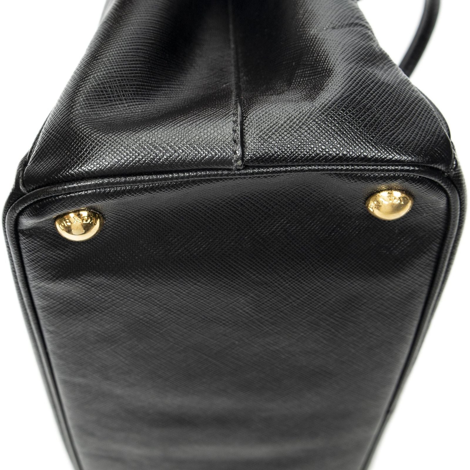 Prada Large Double Zip Galleria Tote Black Saffiano Leather — view 8