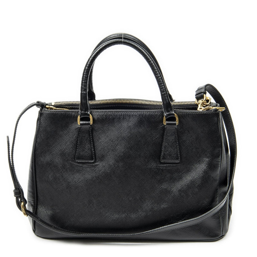 Prada Large Double Zip Galleria Tote Black Saffiano Leather — view 5