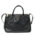 Prada Large Double Zip Galleria Tote Black Saffiano Leather