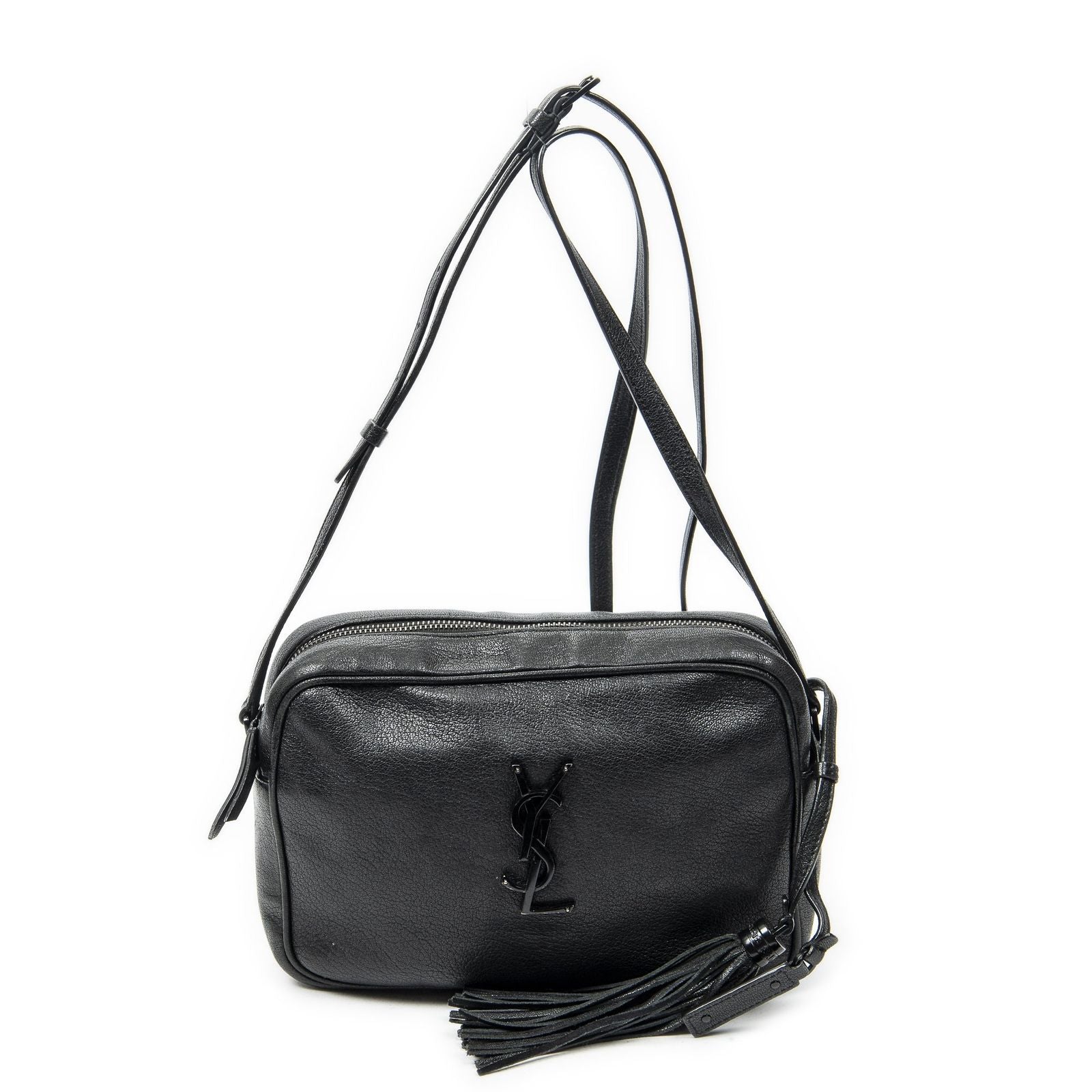 Saint Laurent le Camera Black Goatskin Leather Messenger