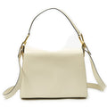Celine Vintage Flap Top Handle Ivory Calfskin Leather