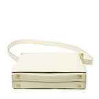 Celine Vintage Flap Top Handle Ivory Calfskin Leather — view 6
