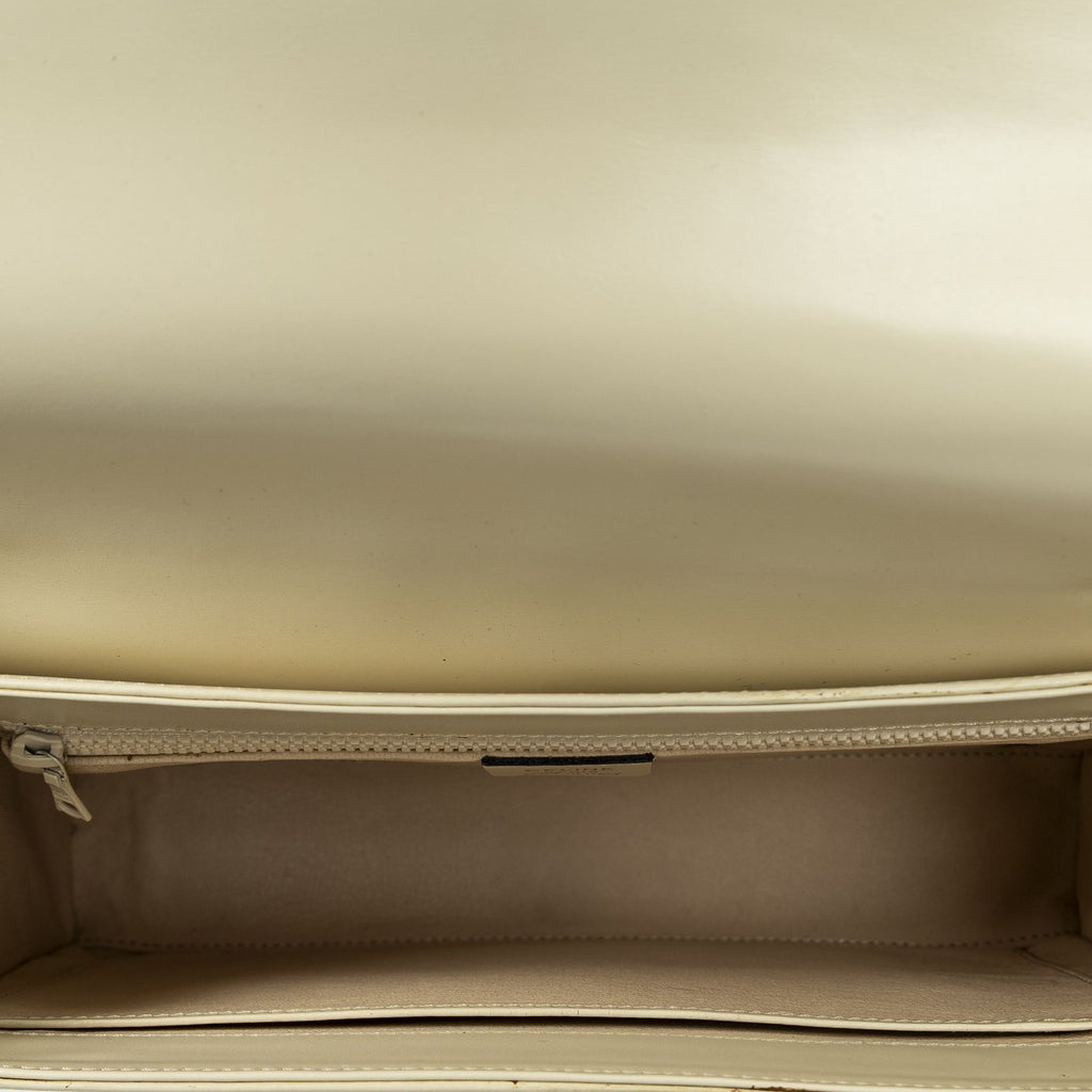 Celine Vintage Flap Top Handle Ivory Calfskin Leather — view 9