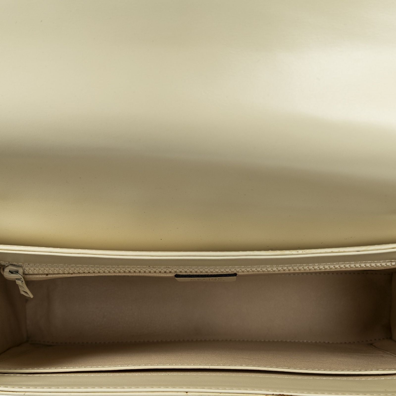 Celine Vintage Flap Top Handle Ivory Calfskin Leather — view 9
