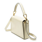 Celine Vintage Flap Top Handle Ivory Calfskin Leather — view 2