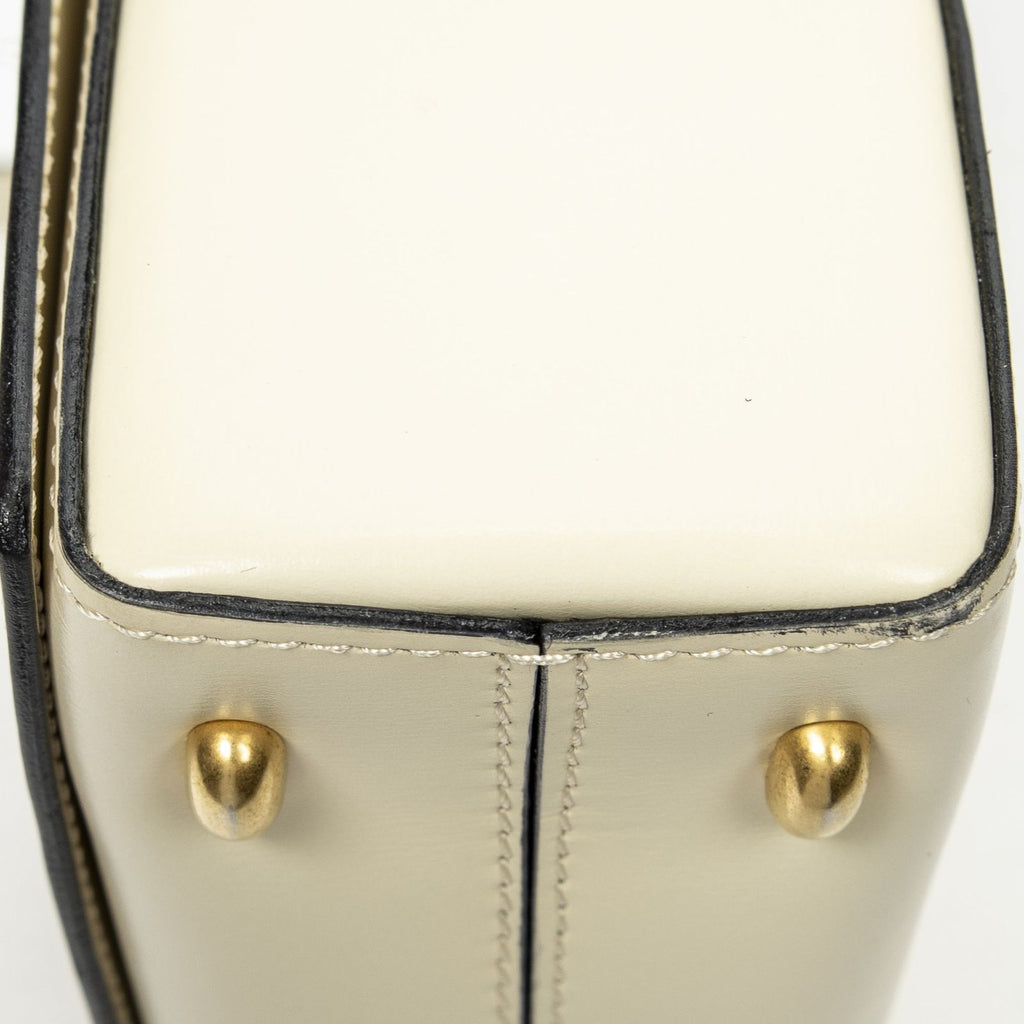 Celine Vintage Flap Top Handle Ivory Calfskin Leather — view 8