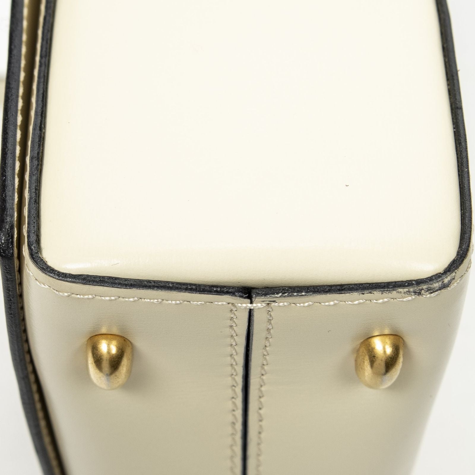 Celine Vintage Flap Top Handle Ivory Calfskin Leather — view 8