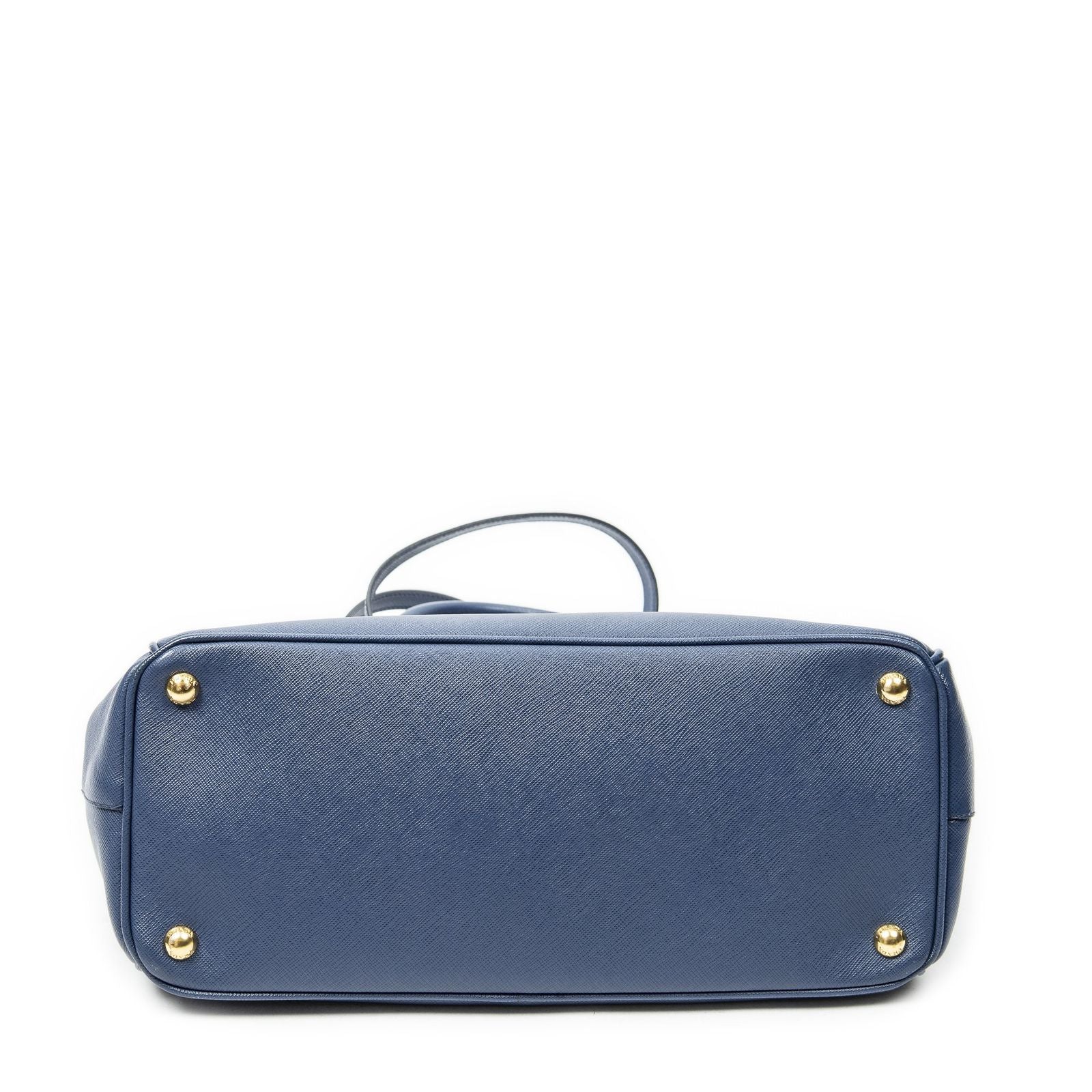 Prada Large Double Zip Galleria Tote Blue Saffiano Leather — view 6