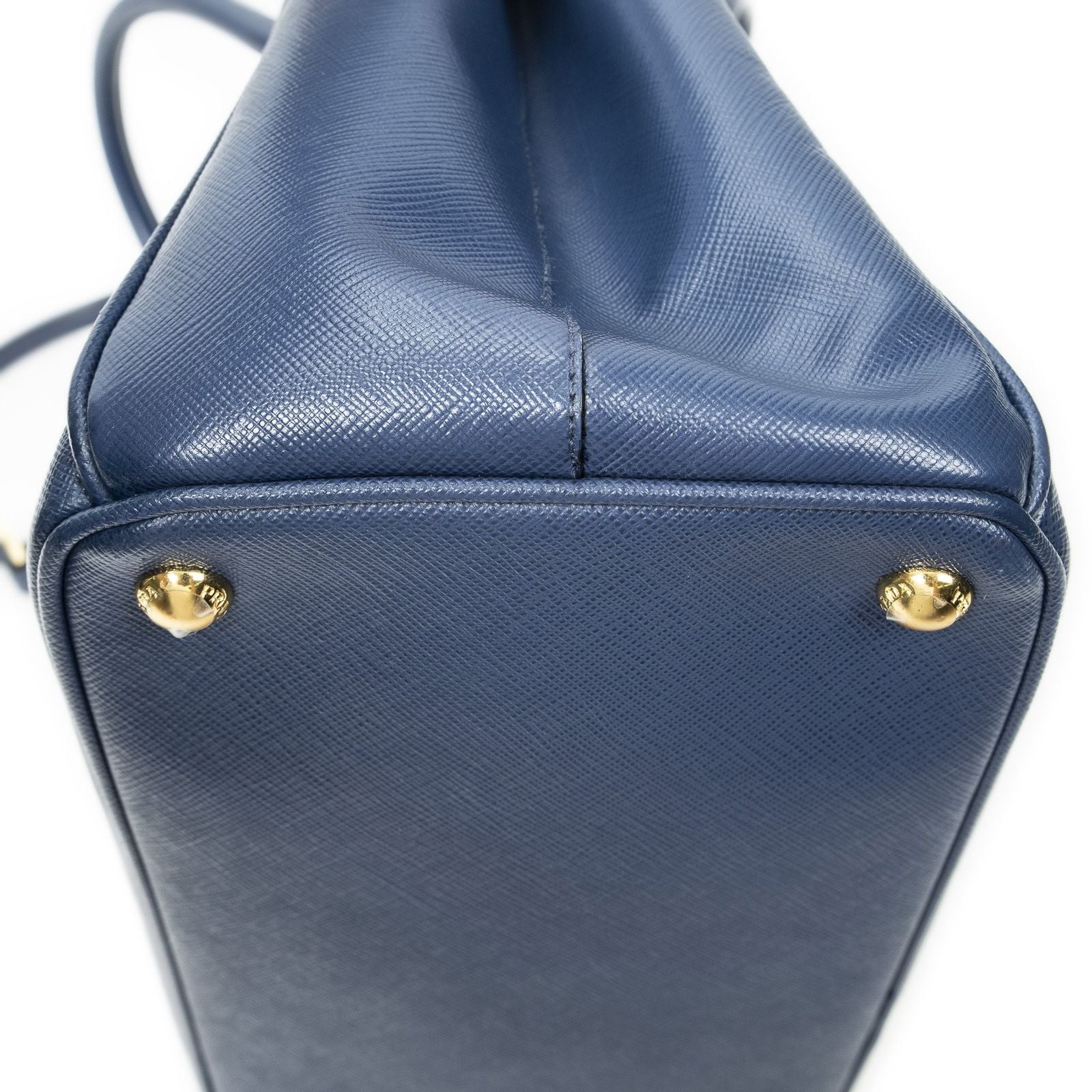 Prada Large Double Zip Galleria Tote Blue Saffiano Leather — view 8