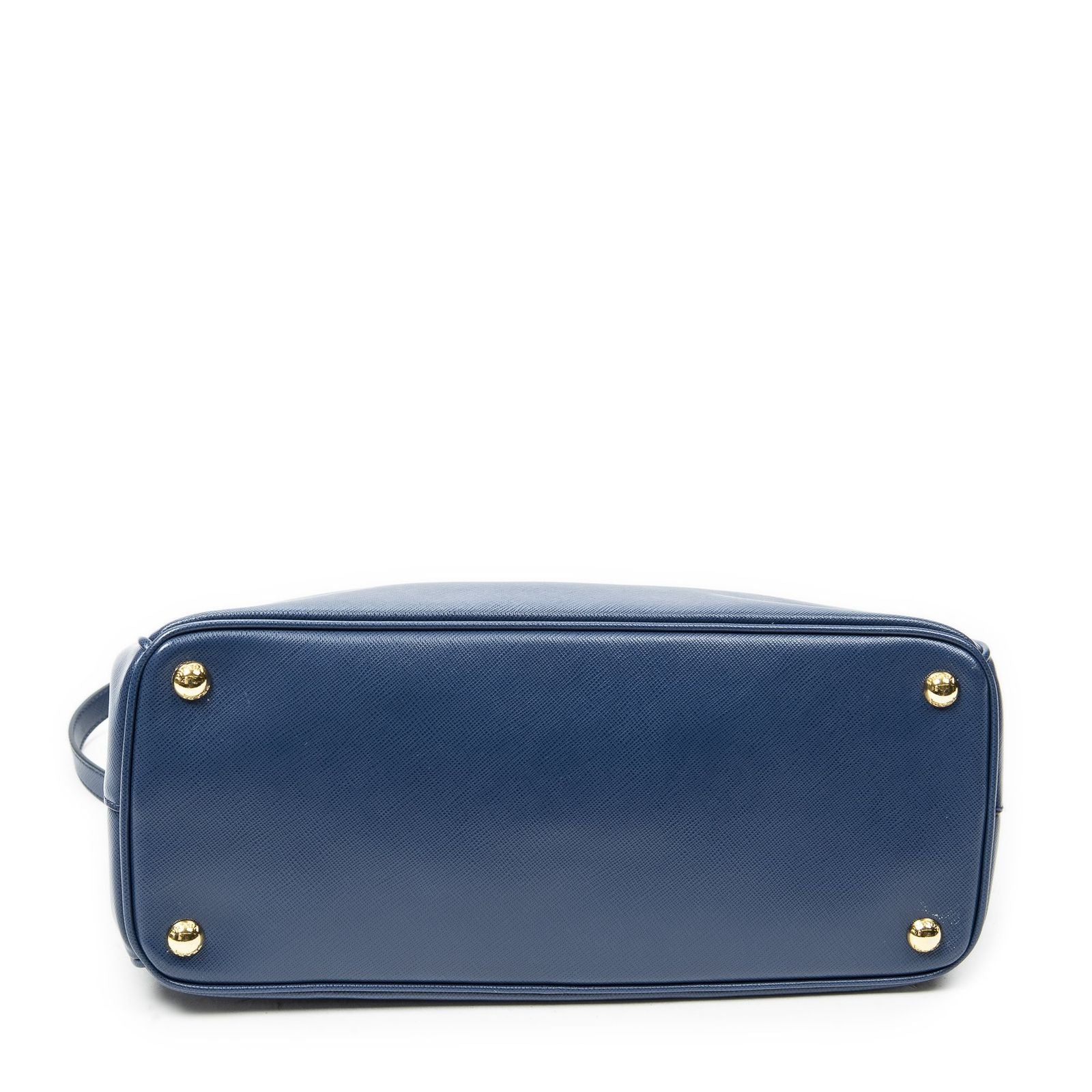 Prada Large Double Zip Galleria Tote Dark Blue Saffiano Leather — view 6