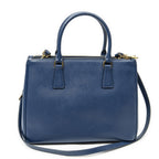 Prada Large Double Zip Galleria Tote Dark Blue Saffiano Leather — view 5