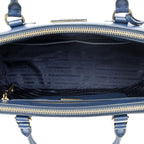 Prada Large Double Zip Galleria Tote Dark Blue Saffiano Leather — view 9