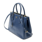 Prada Large Double Zip Galleria Tote Dark Blue Saffiano Leather — view 2