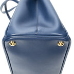 Prada Large Double Zip Galleria Tote Dark Blue Saffiano Leather — view 7