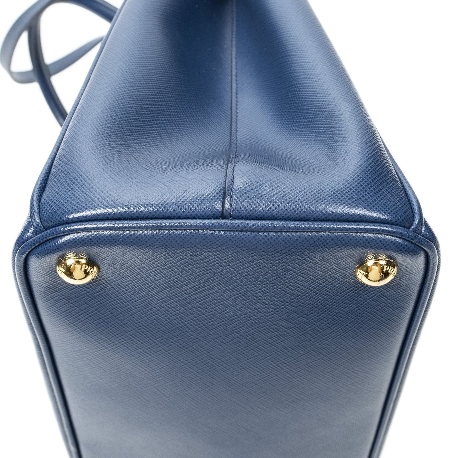 Prada Large Double Zip Galleria Tote Dark Blue Saffiano Leather — view 7