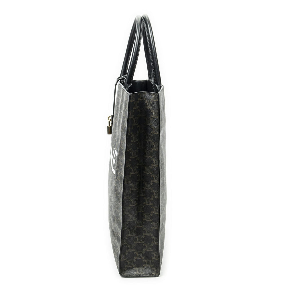 Celine Medium Vertical Cabas Black Brown Triomphe Canvas Messenger — view 3