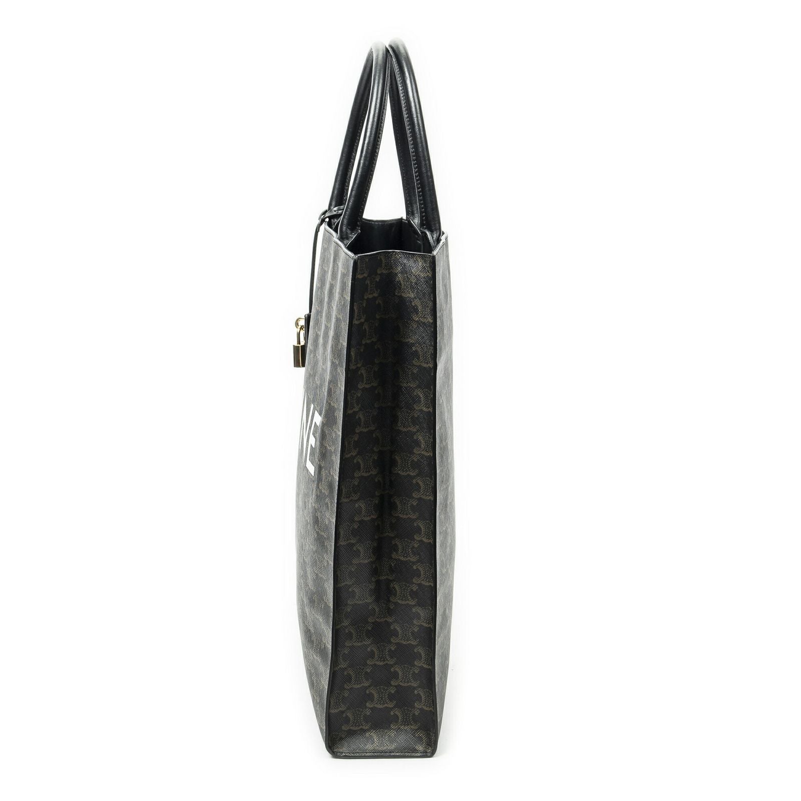 Celine Medium Vertical Cabas Black Brown Triomphe Canvas Messenger — view 3