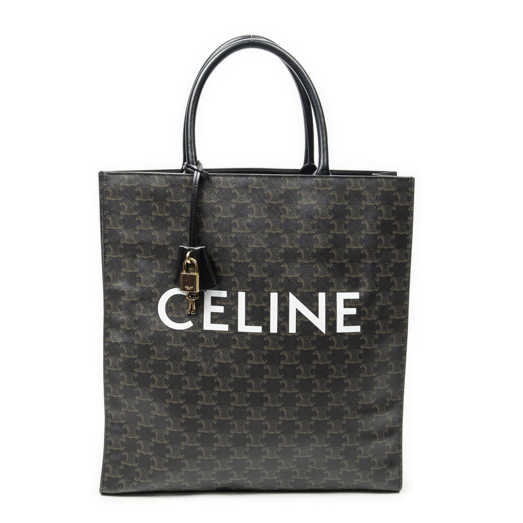 Celine Medium Vertical Cabas Black Brown Triomphe Canvas Messenger