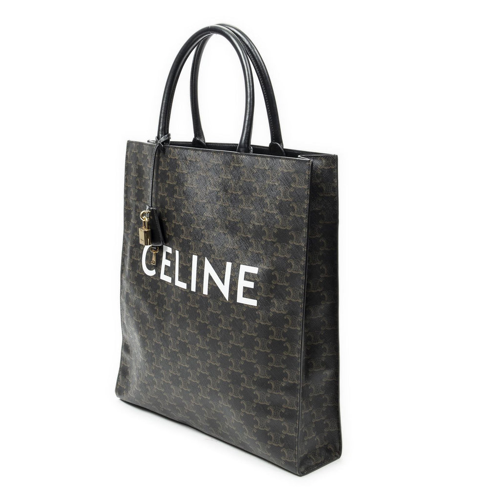 Celine Medium Vertical Cabas Black Brown Triomphe Canvas Messenger — view 2